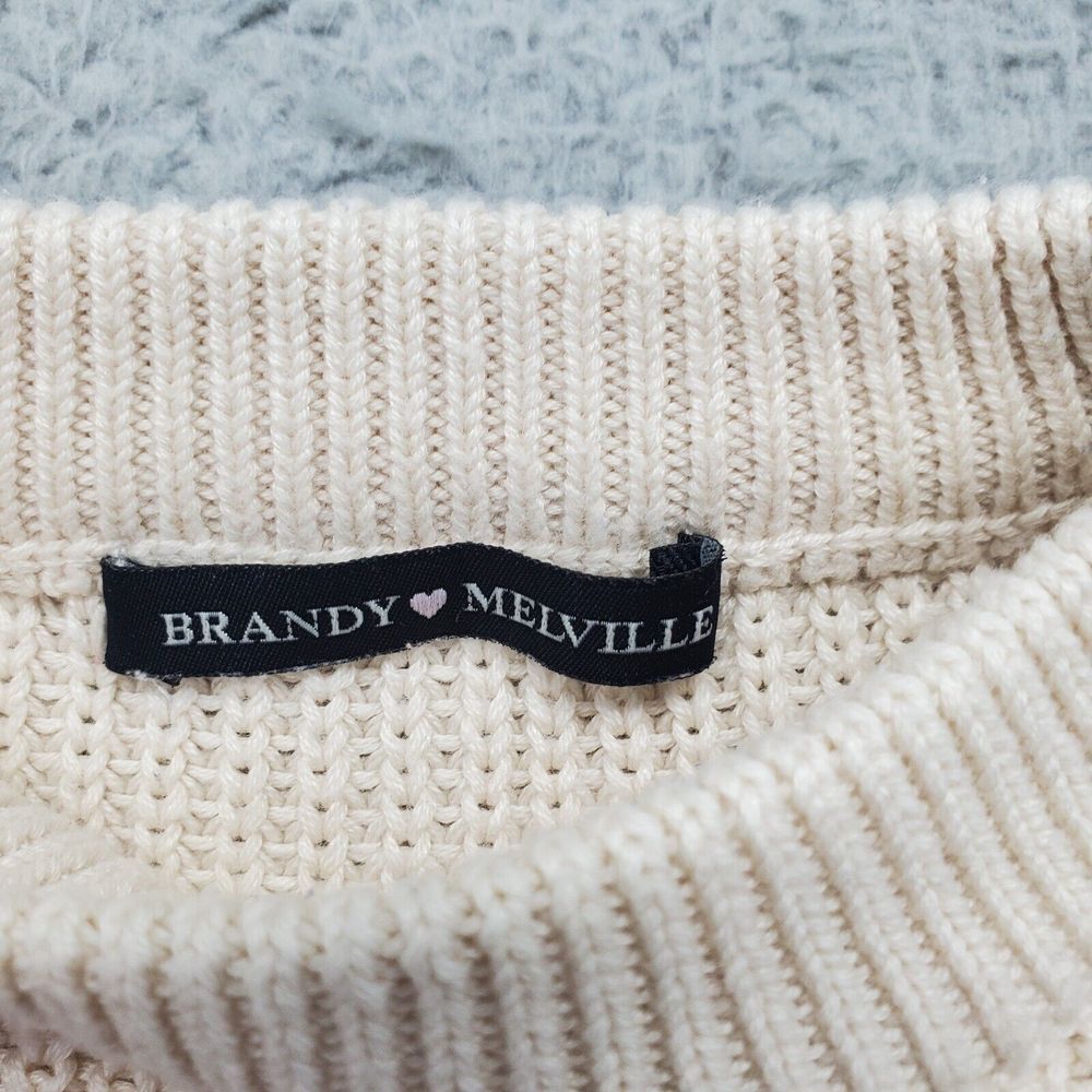 Brandy Melville Sweater‎ Womens Tan Knit Long Raglan Sleeve Crew Neck Pullover - Picture 3 of 7